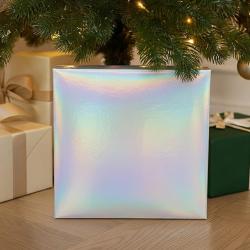 Подарочная коробка с голографическим шубером без печати Aurora, L, 260х260х100 мм.