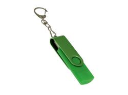 USB-флешка на 256 Гб 2 в 1 поворотный механизм, c дополнительным разъемом Type-C с одноцветным металлическим клипом, зеленый