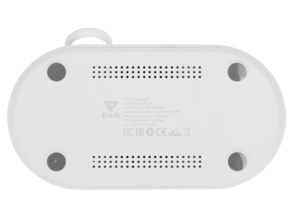 Складная зарядная станция с беспроводной зарядкой Flashport, 15 Вт, белый