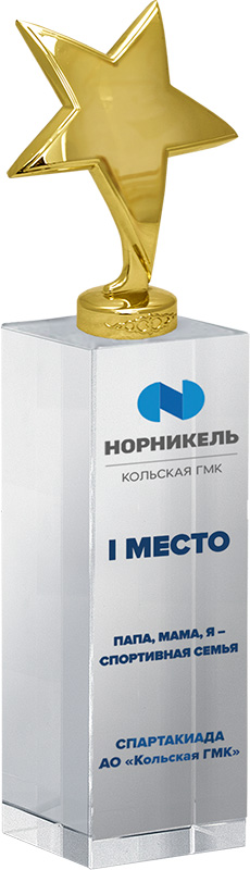 Награда из стекла с цветной печатью