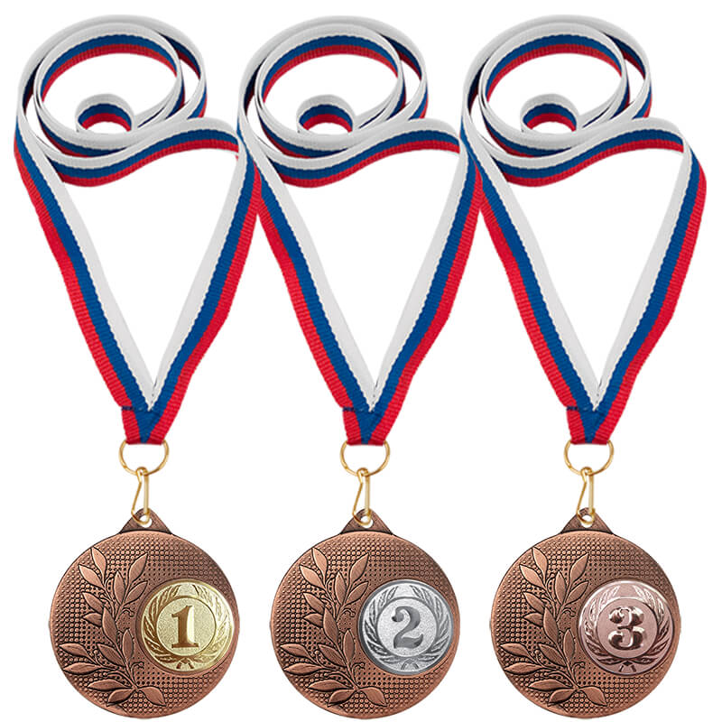 Комплект медалей 1,2,3 место с эмблемами