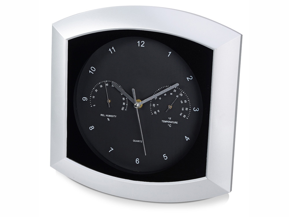 Погодная станция настенная Кусто, серебристый/черный (Р) Погодная станция настенная Кусто, серебристый/черный (Р)