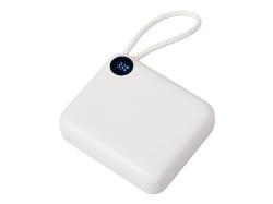 Внешний аккумулятор со встроенным кабелем Liri, QC/PD, 10000 мАч, теплый белый