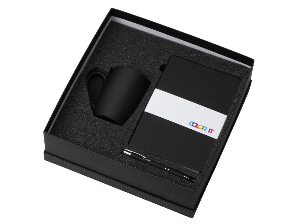 Подарочный набор с блокнотом С2, металлической ручкой и кружкой, черный