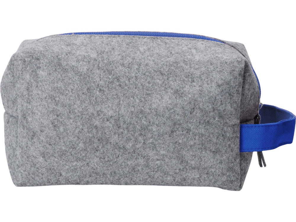 Органайзер для электроники и проводов Felt из RPET-фетра с ручкой, серый с синим