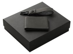 Подарочный набор Long River: кошелек, ремешок для ключей (без лого Long River), черная коробка