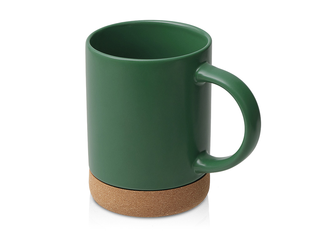 Кружка 450 мл с пробковым дном с крышкой Корк & Бон, глубокий зеленый