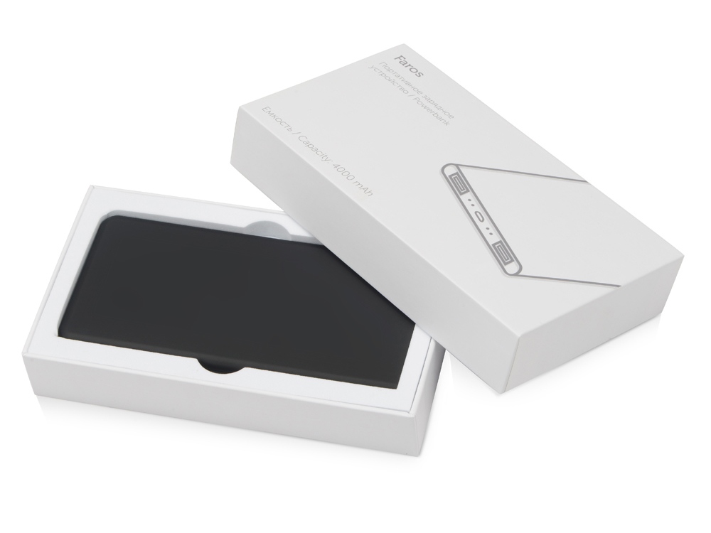 Портативное зарядное устройство с белой подсветкой логотипа Faros, soft-touch, 4000 mAh