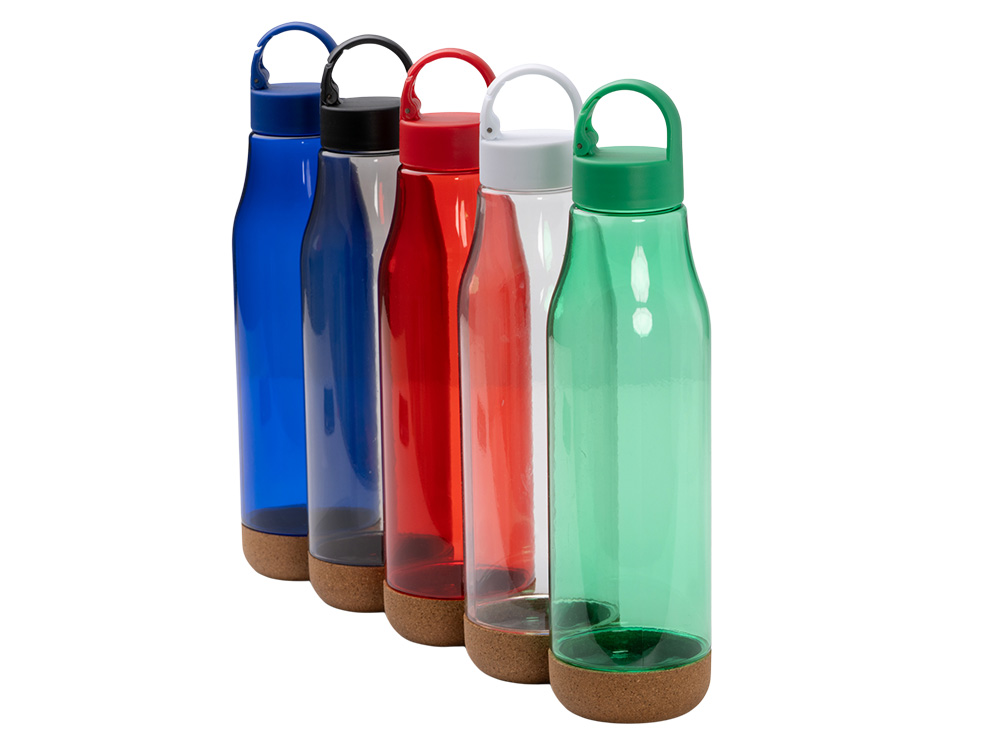 Бутылка Basti с пластиковым корпусом и пробковым дном, королевский синий