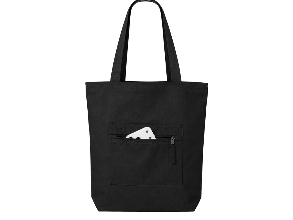 Сумка на молнии Zipper  Neo из хлопка 280 г c карманом на молнии спереди, черный