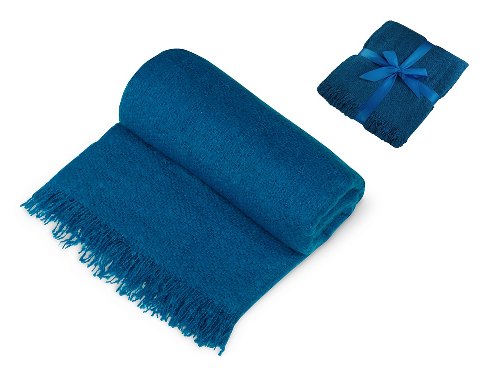 Подарочный набор с пледом, увлажнителем и попкорном, синий