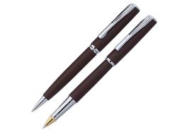 Набор Pierre Cardin PEN&PEN: ручка шариковая + роллер. Цвет - коричневый матовый. Упаковка Е.