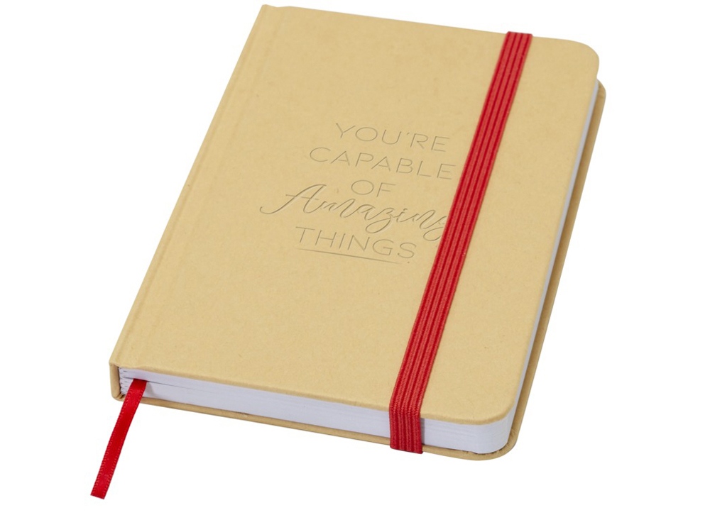 Reed блокнот формата А6 из переработанного материала в твердой обложке с простыми страницами - Красный