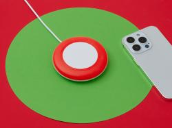 Беспроводное зарядное устройство со встроенным кабелем 2-в-1 Disc, красный