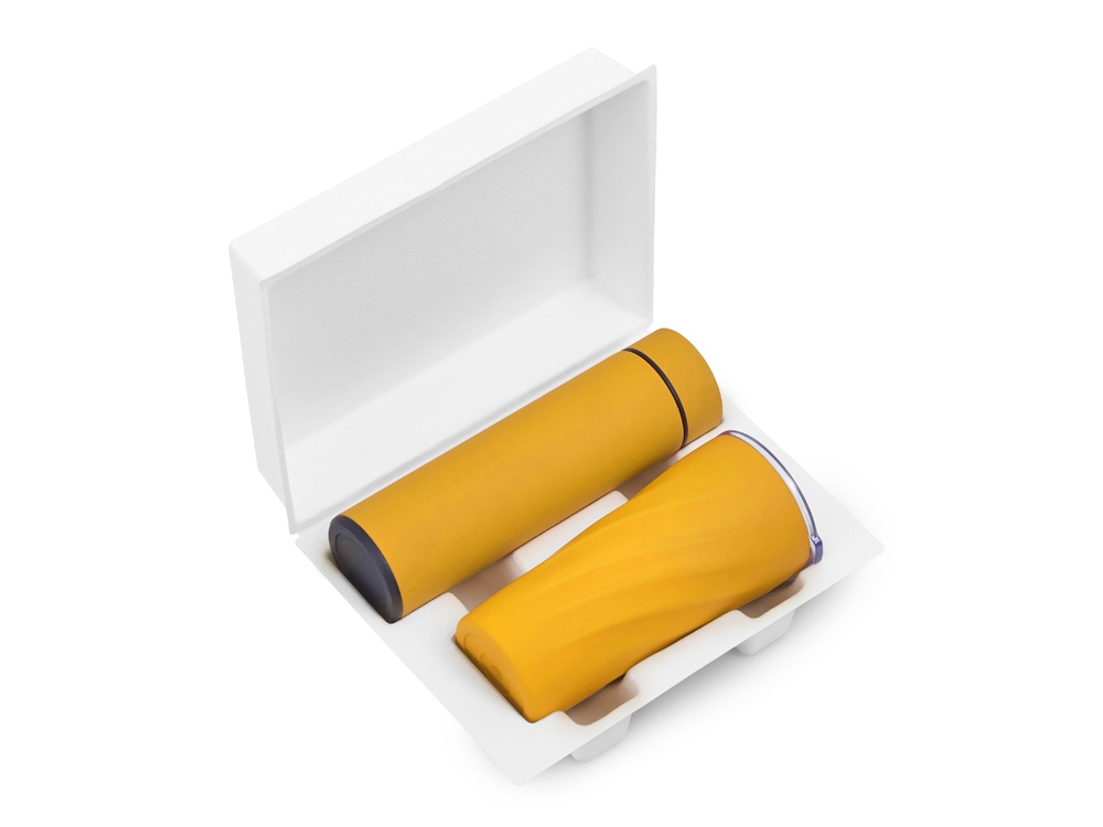 Подарочный набор FAMILY с термосом и термокружкой, желтый