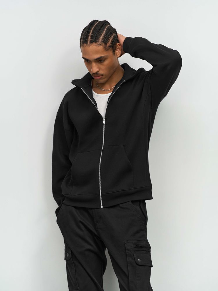 Толстовка унисекс на молнии Jelo, черная Толстовка унисекс на молнии Jelo, черная