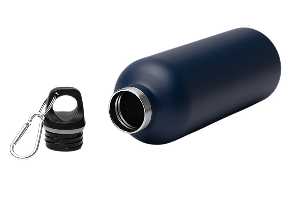 Бутылка LUWAK/ЛЮВАК из переработанной нержавеющей стали с карабином, синий нейви