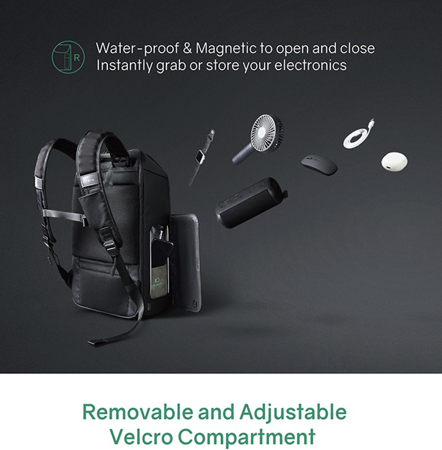 Рюкзак KORIN FlipPack 47х30х17 см, зеленый/черный