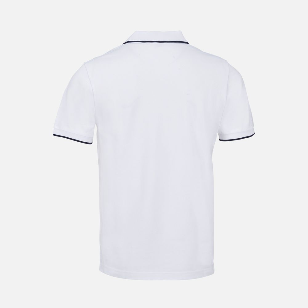 Рубашка поло унисекс Palermo, белая с темно-синим Рубашка поло унисекс Palermo, белая с темно-синим