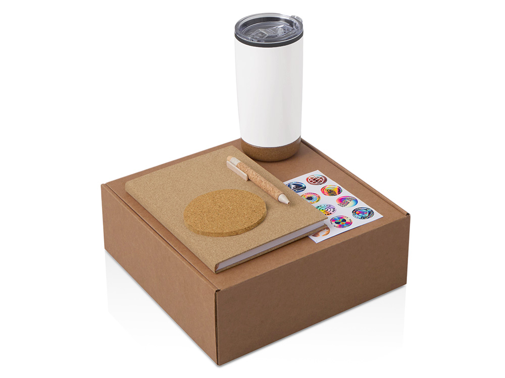 Подарочный набор из пробки с блокнотом, ручкой и термокружкой