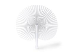Складной круглый веер-пайпай с пластиковыми стержнями, белый Складной круглый веер-пайпай с пластиковыми стержнями, белый