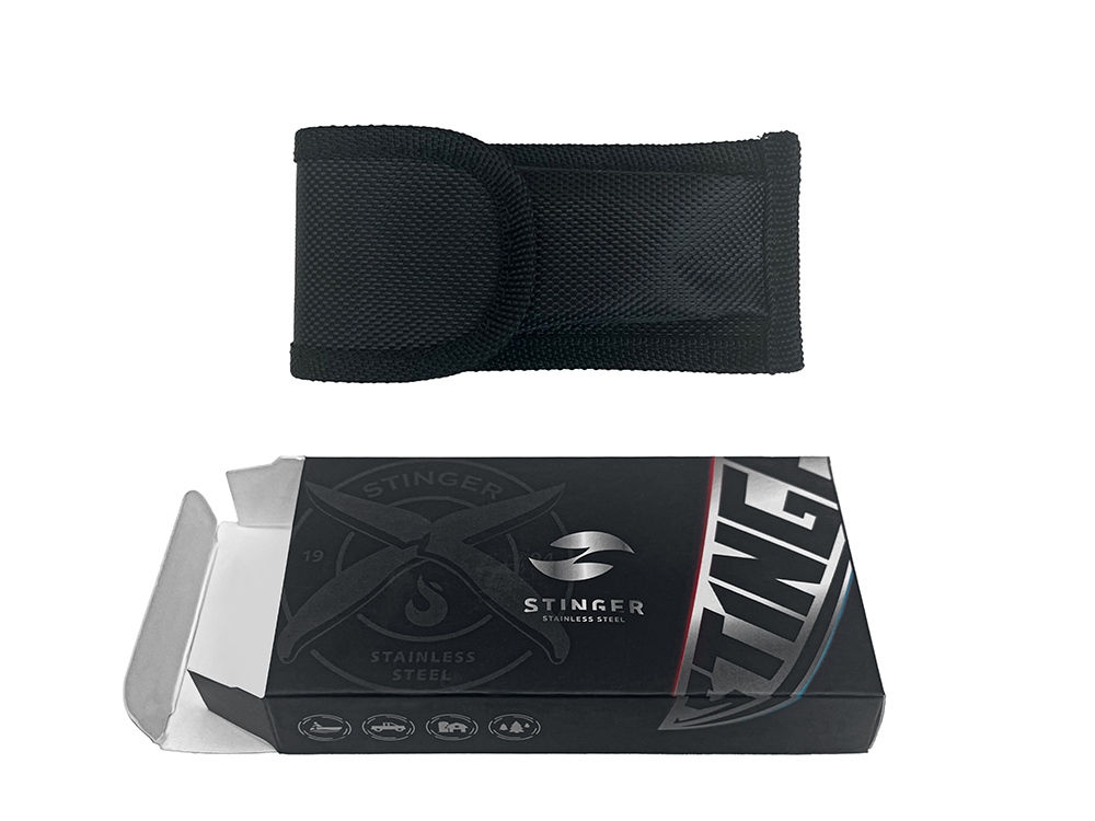 Мультитул Stinger, 100x45 мм, 11 функций, сталь, серебристый, в комплекте нейлоновый чехол