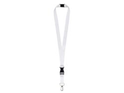 Ланъярд 2 см под сублимацию с карабином, межуровневым замком и замком обрыва, серебристый