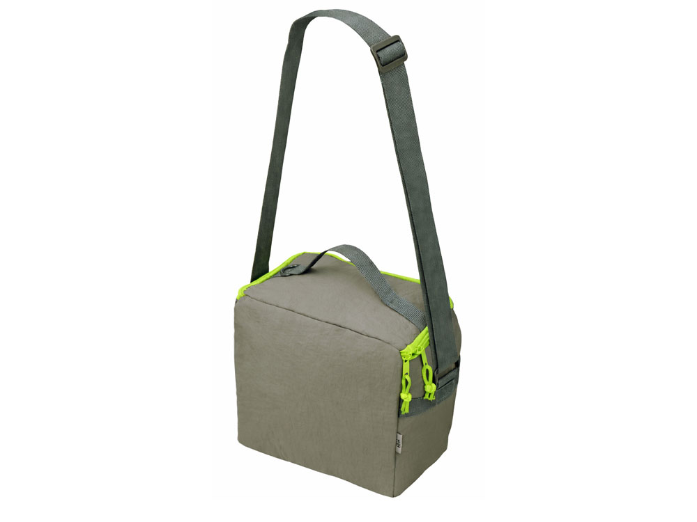 Изотермическая сумка-холодильник Neo Classic c контрастной молнией, серый/зеленое яблоко