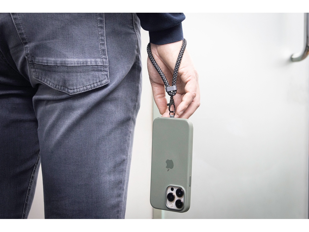 Ремешок-держатель для телефона с зарядным кабелем USB-C - USB-C Lany Wristband Charge Eco, серый