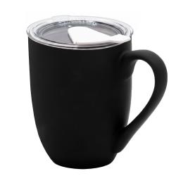 Кружка с крышкой Velvet Duo, софт-тач, чёрная/белая Кружка с крышкой Velvet Duo, софт-тач, чёрная/белая