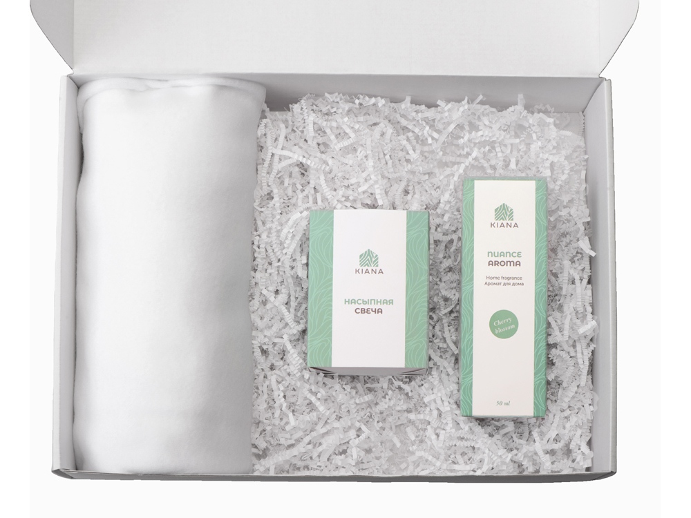 Подарочный набор White light 2.0 с пледом, диффузором, насыпной свечой