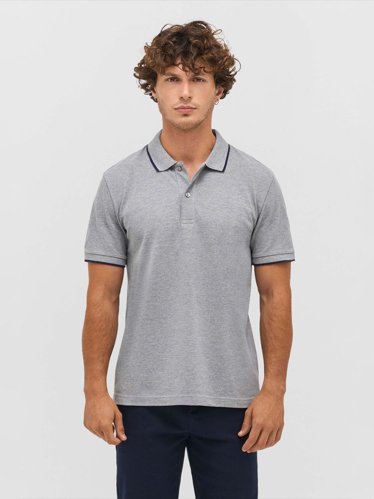 Рубашка поло унисекс Palermo, белая с темно-синим Рубашка поло унисекс Palermo, белая с темно-синим