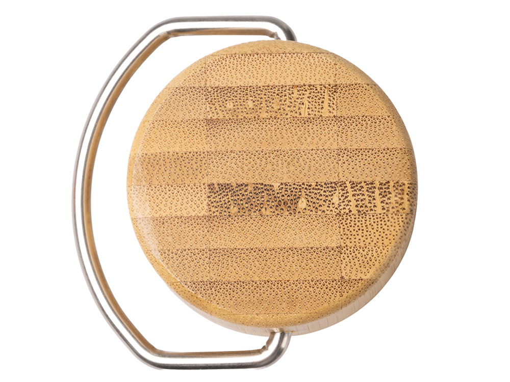 Термобутылка Нобук из переработанной нержавеющей стали, с бамбуковой крышкой, красный