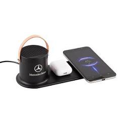 Настольная беспроводная (15W) зарядная станция "Blacksmith" с bluetooth колонкой с подсветкой логотипа Настольная беспроводная (15W) зарядная станция "Blacksmith" с bluetooth колонкой с подсветкой логотипа