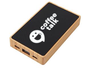 Внешний аккумулятор с подсветкой лого Reedia S2, 5000 mAh, бамбук, черный