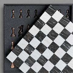 Шахматный комплект TABIA (акриловый камень/ дерево Бук), Дизайнерская (черно-белая с разводами)