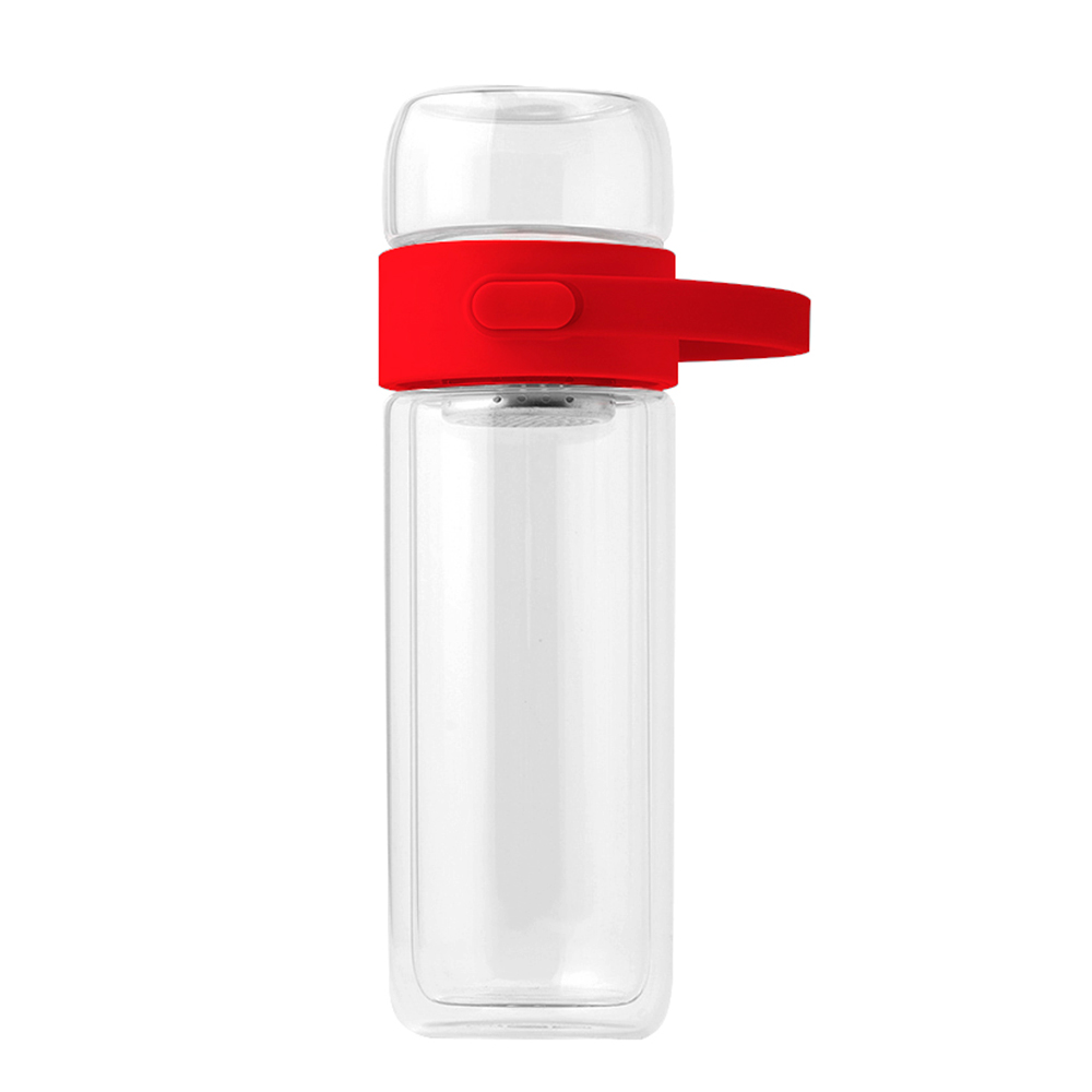 Бутылка Easy pot из боросиликатного стекла с инфьюзером, красная