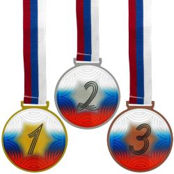 Комплект медалей Аманита 1,2,3 место с лентами триколор