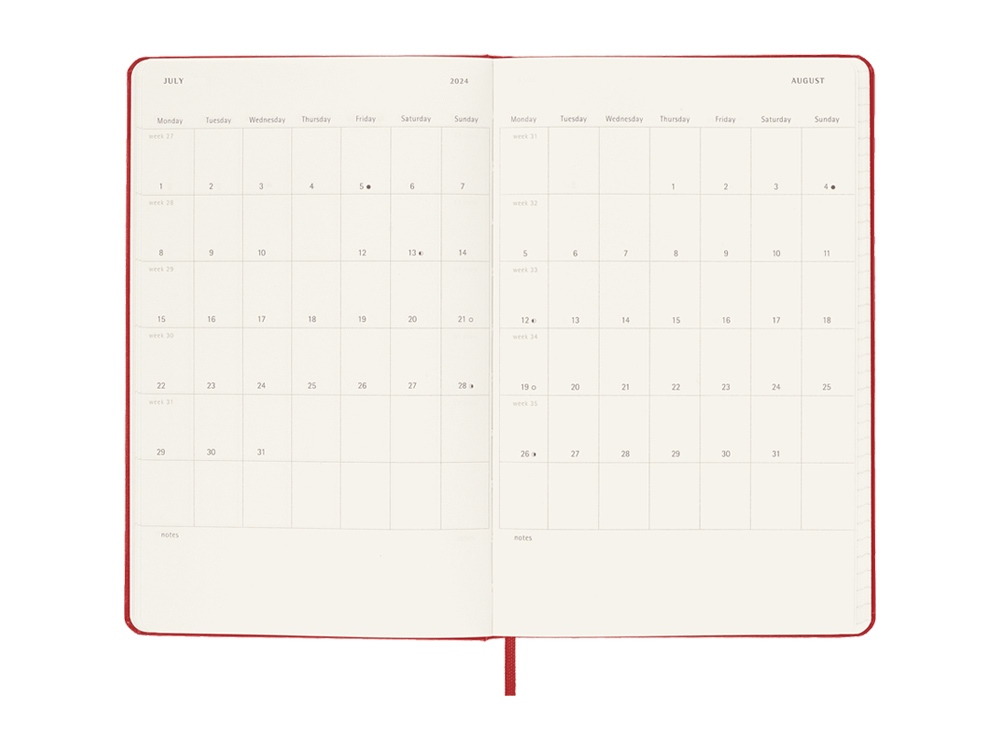 Записная книжка 12 месяцев на 2024 год, в твердой обложке, красный, Large, 13х21